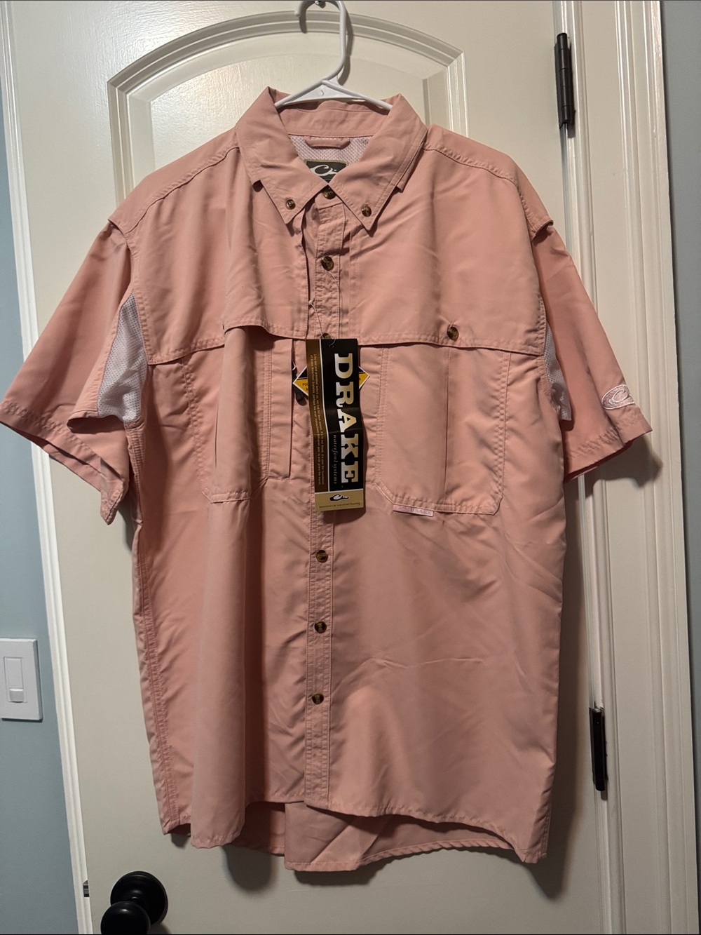 Drake Salmon Pink Short Sleeve Outdoor Button Shirt